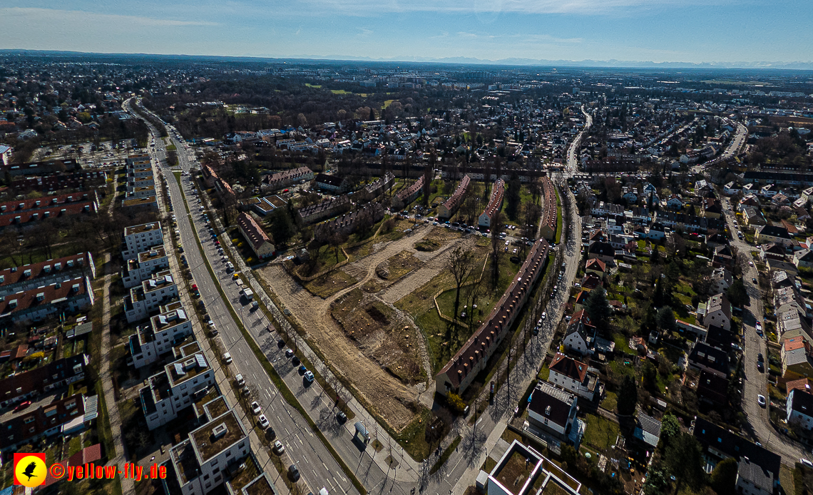 21.03.2023 - Luftbilder von der Baustelle Maikäfersiedlung in Berg am Laim